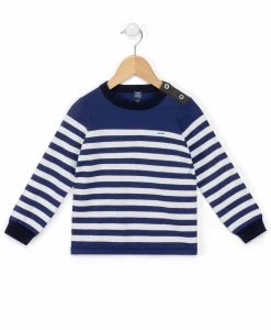 PULL FOND BLEU RAYE BLANC BIENY
