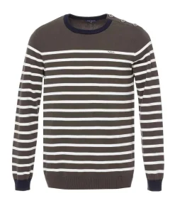 PULL FOND KAKI RAYE NATUREL BAROUDO