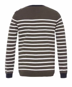 PULL FOND KAKI RAYE NATUREL BAROUDO