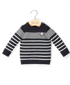 PULL FOND MARINE RAYE BLANC OPT OMBINO
