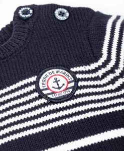 PULL FOND MARINE RAYE BLANC OPT OMBINO