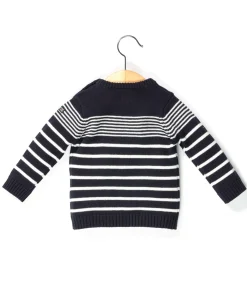 PULL FOND MARINE RAYE BLANC OPT OMBINO