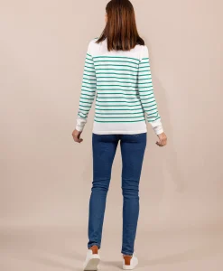 PULL FOND NATUREL RAYE VERT PRICHA