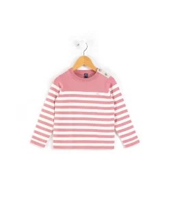 PULL FOND ROSE RAYE BLANC BOLABA