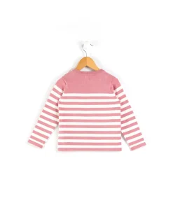 PULL FOND ROSE RAYE BLANC BOLABA