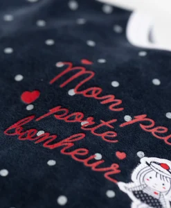 PYJAMA FOND MARINE IMP POIS BLANC PAZANE