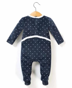 PYJAMA FOND MARINE IMP POIS BLANC PAZANE