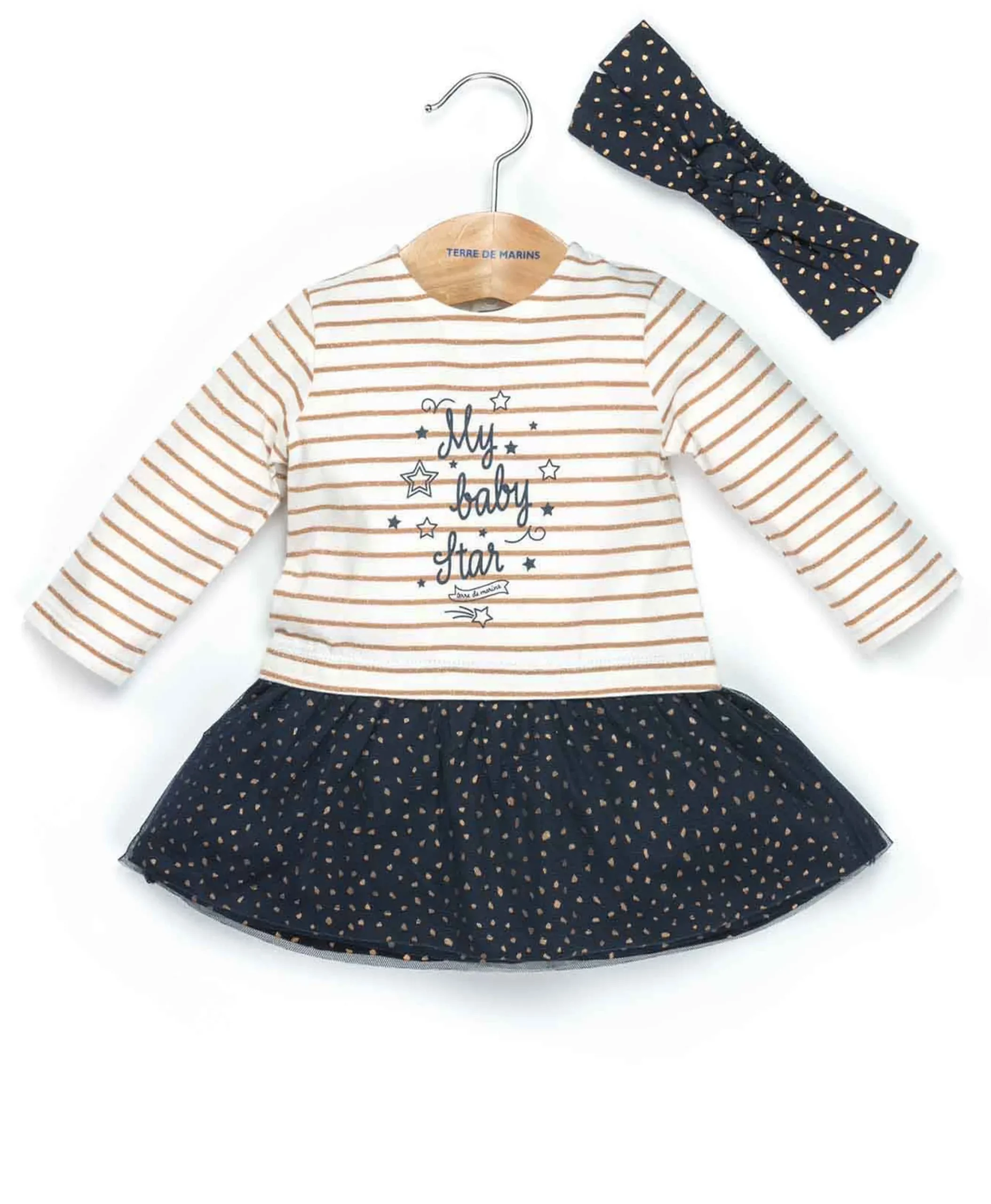 ROBE + ACCESSOIRE FOND BLANC OPTIQUE RAYE ROSE FILANTY