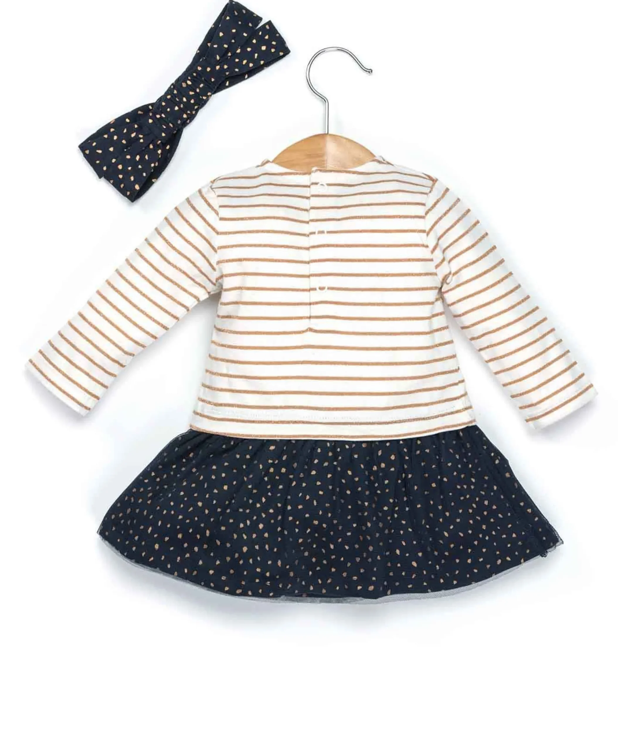 ROBE + ACCESSOIRE FOND BLANC OPTIQUE RAYE ROSE FILANTY