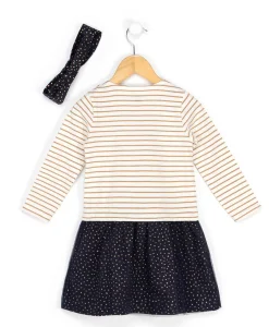 ROBE + ACCESSOIRE FOND BLANC OPTIQUE RAYE ROSE FILONA