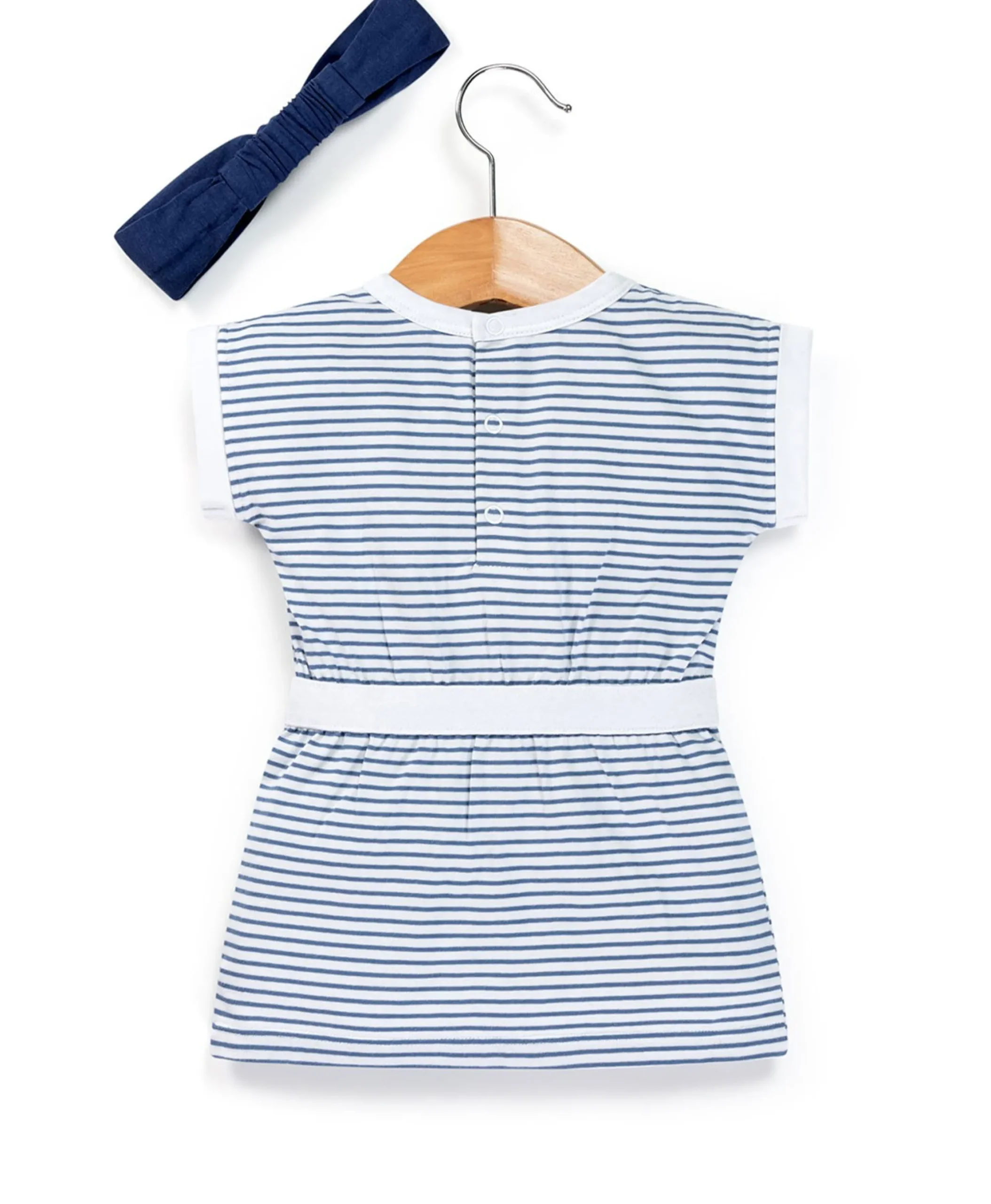 ROBE + ACCESSOIRE FOND BLANC RAYE BLEU BLANCHI RANDOL