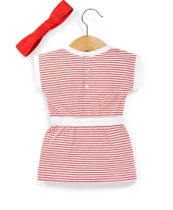 ROBE + ACCESSOIRE FOND BLANC RAYE ROUGE RANDOL