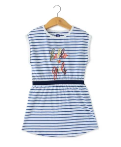 ROBE MC FOND BLANC RAYE INDIGO PASCA