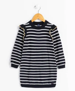 ROBE ML FOND NATUREL RAYE INDIGO ROCOCO