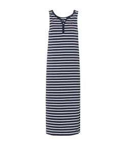 ROBE SsM FOND BLEU RAYE BLANC PILDA