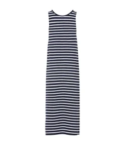 ROBE SsM FOND BLEU RAYE BLANC PILDA