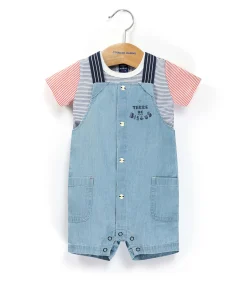 SALOPETTE COURTE + HAUT DENIM CLAIR REVO
