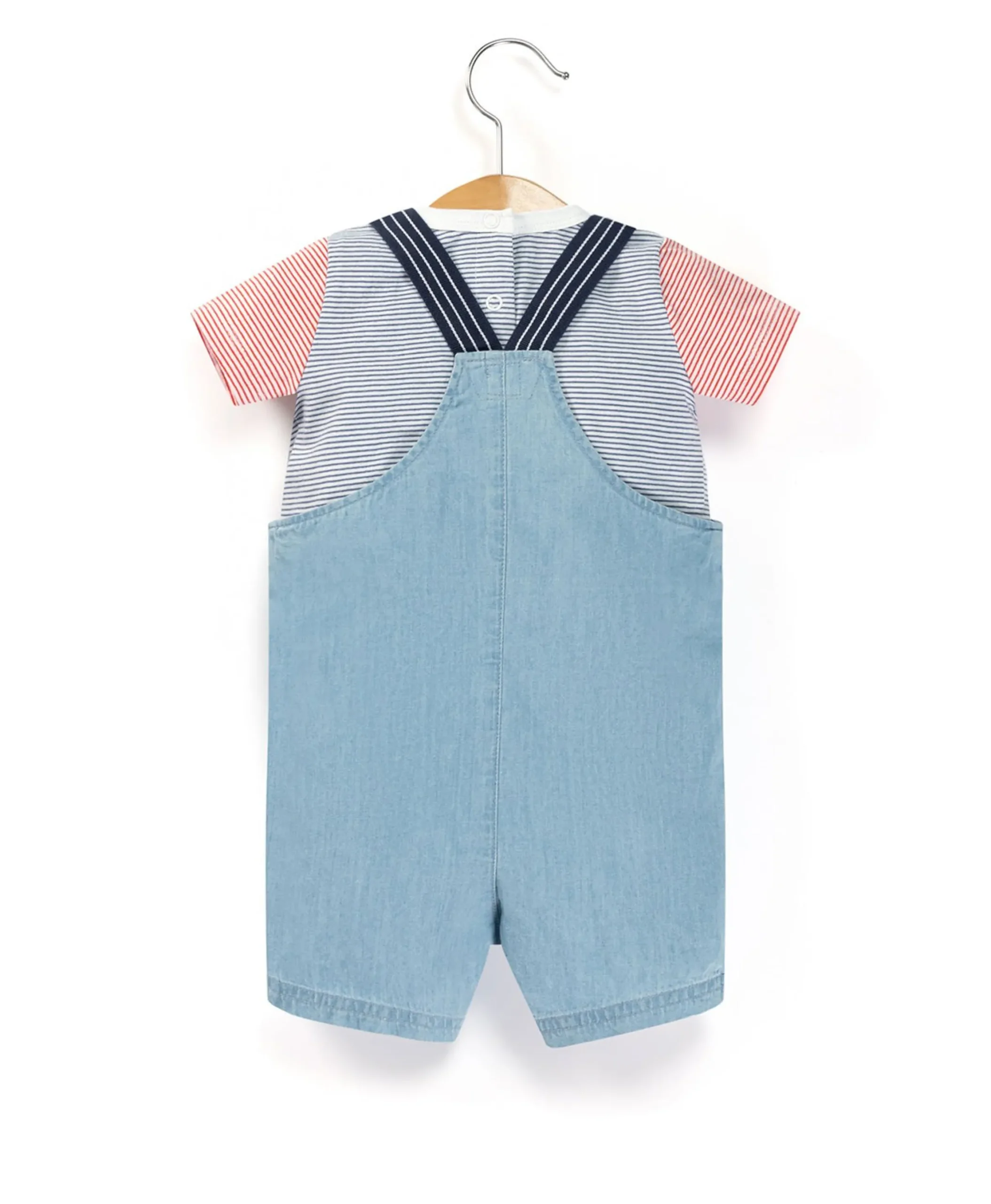 SALOPETTE COURTE + HAUT DENIM CLAIR REVO