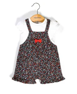 SALOPETTE COURTE + HAUT IMPRIME ROUGE ZOA
