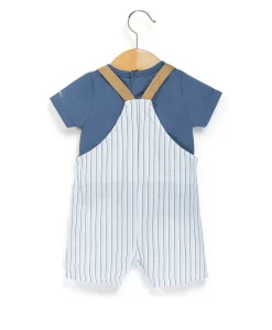 SALOPETTE COURTE + HAUT RAYE BLANC / BLEU CHERSON