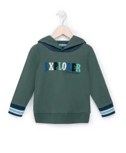 SWEAT A CAPUCHE VERT FOUGERE BARAMI