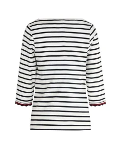 TEE SHIRT M3/4 FOND NATUREL RAYE MARINE ARIS