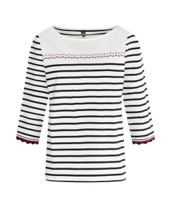 TEE SHIRT M3/4 FOND NATUREL RAYE MARINE ARIS