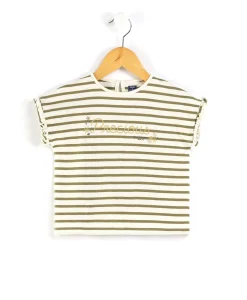 TEE SHIRT MC FOND GREGE RAYE KAKI ASTAZA