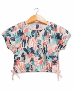 TEE SHIRT MC IMPRIME FOND ROSE ORNELA