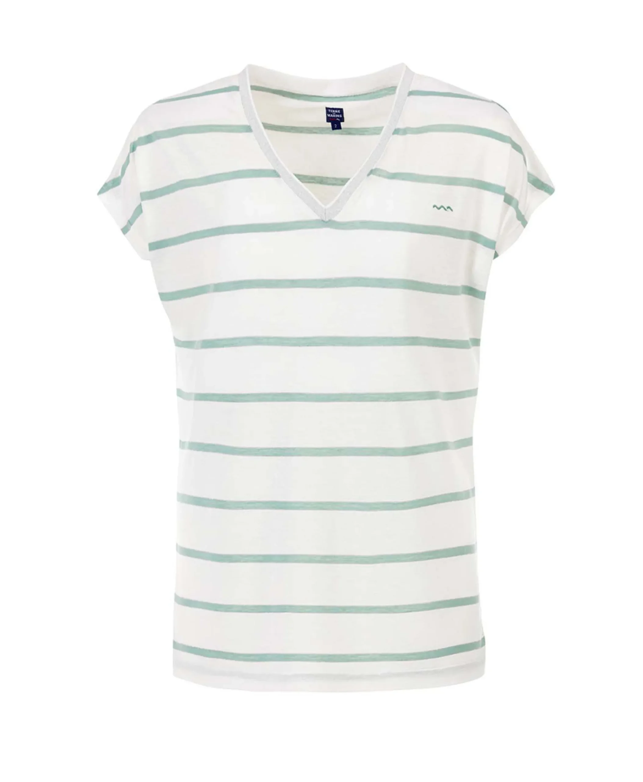 TEE SHIRT MC RAYE BLANC OPTIQUE/ VERT PALE ABE