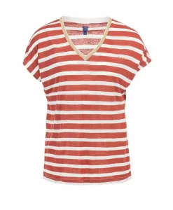 TEE SHIRT MC RY NATUREL/ROUGE BRIQUE FONCE ABE