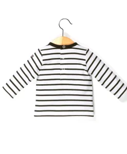 TEE SHIRT ML FOND BLANC OPT RAYE MARINE CALTIS