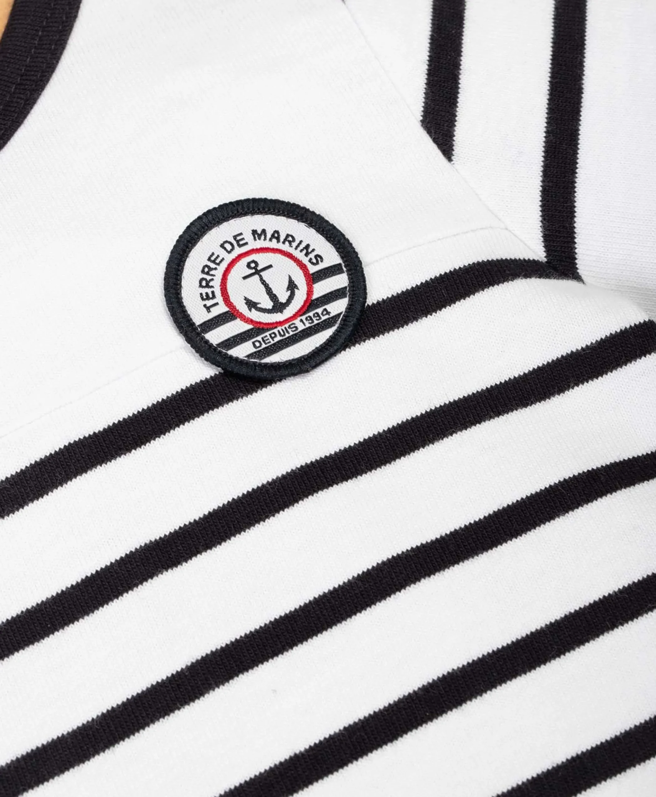 TEE SHIRT ML FOND BLANC OPT RAYE MARINE CALTIS
