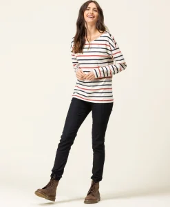 TEE SHIRT ML FOND GREGE RAYE ROUGE TOSSA