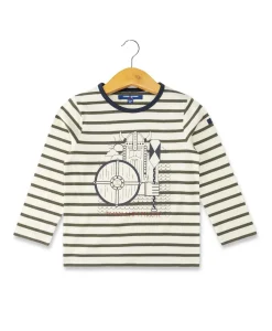 TEE SHIRT ML FOND GREGE RAYE KAKI TISARE