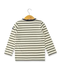 TEE SHIRT ML FOND GREGE RAYE KAKI TISARE