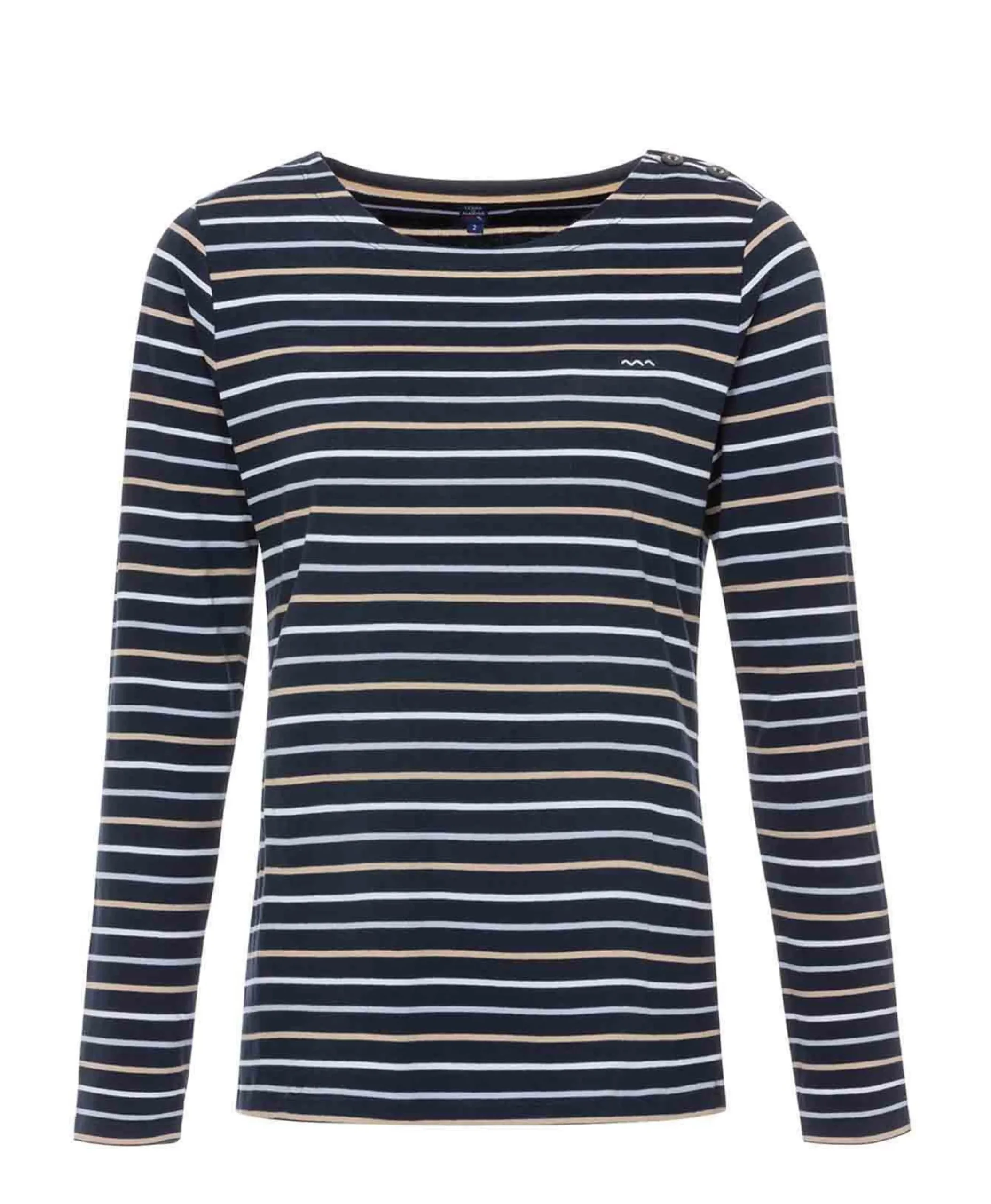 TEE SHIRT ML FOND INDIGO RAYE MULTICOLORE SABIRE