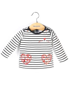 TEE SHIRT ML FOND NATUREL RAYE MARINE ESTELA