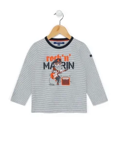 TEE SHIRT ML FOND NATUREL RAYE INDIGO CARIDOS