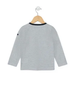 TEE SHIRT ML FOND NATUREL RAYE INDIGO CARIDOS