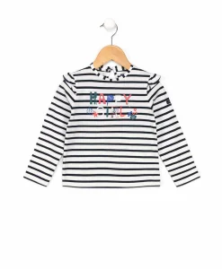 TEE SHIRT ML FOND NATUREL RAYE INDIGO BIANI