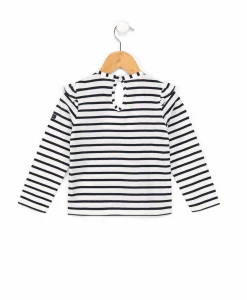 TEE SHIRT ML FOND NATUREL RAYE INDIGO BIANI