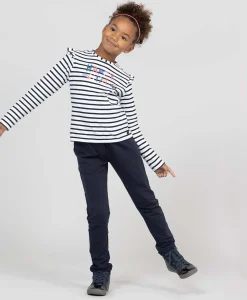 TEE SHIRT ML FOND NATUREL RAYE INDIGO BIANI