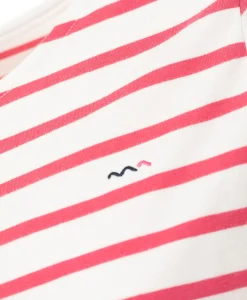 TEE SHIRT ML FOND NATUREL RAYE ROSE ACCOT