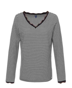 TEE SHIRT ML FOND NATUREL RAYE INDIGO RAIES