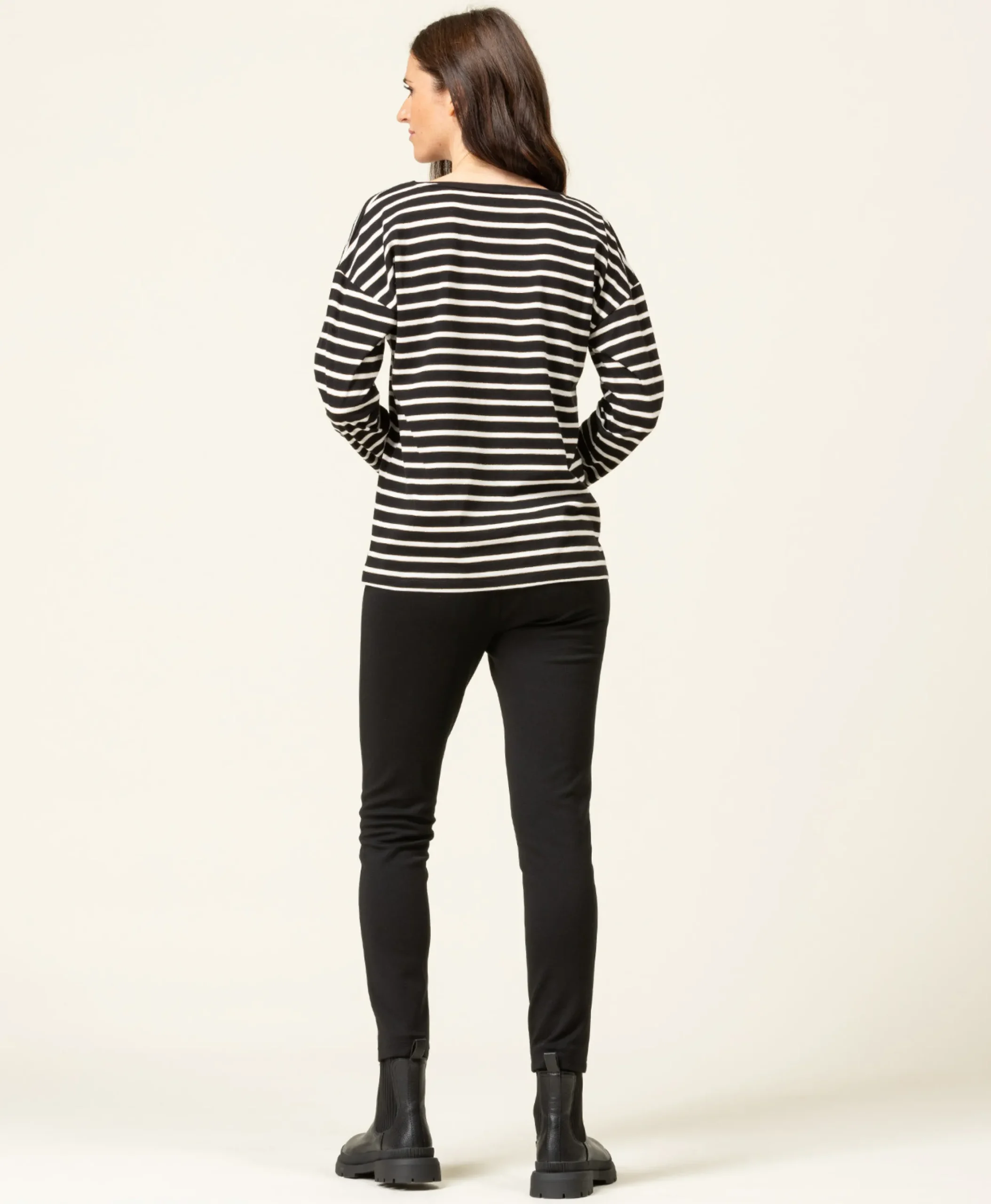 TEE SHIRT ML FOND NOIR RAYE NATUREL TSUKI