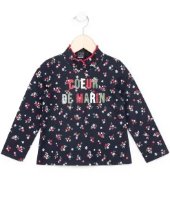 TEE SHIRT ML IMPRIME FOND INDIGO BLOUDIE