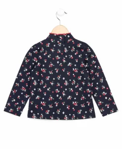 TEE SHIRT ML IMPRIME FOND INDIGO BLOUDIE