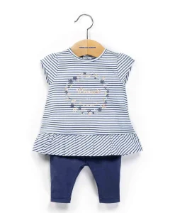 TUNIQUE + LEGGINGS FOND BLANC RAYE MARINE CHANCA