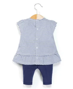 TUNIQUE + LEGGINGS FOND BLANC RAYE MARINE CHANCA